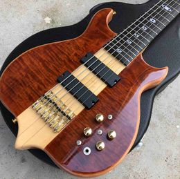Neck Through Body Burst Maple Passive Closed Type Pickup 6 Strings Bass Ebony Fingerboard Electric Bass Guitar Free Shipping