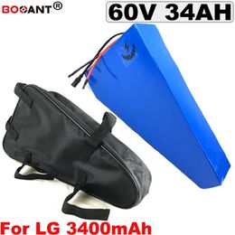 Triangle Lithium Battery 60V for LG 18650 cell 60V 34AH Electric Bicycle Battery 1500W 2500W E-bike lithium Battery 60V +a bag