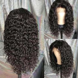 360 Lace Frontal Curly Human Hair Wigs 130% Density Brazilian Deep Wig with Baby hairs for Black Women 18 inch, Natural Colour diva1