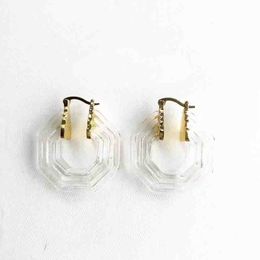 Fashion- 18k Gold Plated Earrings transparent Colour Geometry Dangle Earrings with top quality brass For Women Jewellery PS6648A