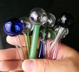 High quality mixed color 10Cm straight burner , New Unique Glass Bongs Glass Pipes Water Pipes Hookah Oil Rigs Smoking with Droppe