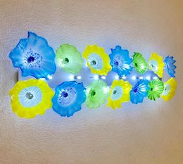 Home Decorative Flower Plate Lamps Italian Design Hand Blown Lighting LED Murano Glass Art Wall Sconce