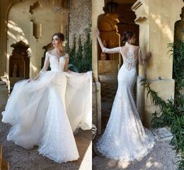 jasmine mermaid wedding dresses lace v neck half sleeve with detachable train plus size beach bridal gowns robe de marie