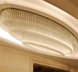 Modern LED Crystal Large Chandelier Pendant Light For Villa Living Room Hall Ceiling Light Oval Hotel Lobby Customised Club Sales Project Light Lighting Lamps