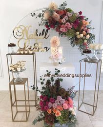 New style Wholesale wedding dessert table cylinder pillar gold modern column flower display stand wedding stage decoration senyu0434