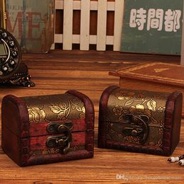 Retro Cherry Blossom Jewellery Wooden Box Decorative Storage Wooden Box Storage Case Antique Boxes With Lock Photography Props BH2200 CY