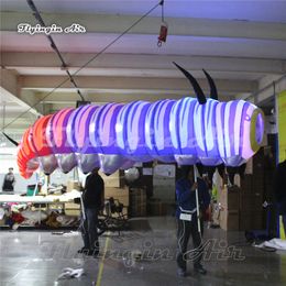 Parade Performance Lighting Inflatable Caterpillar 3m/5m LED Insect Animal Mascot Caterpillar Puppet For Stage Show