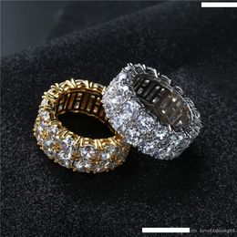 Double Cristal Chaîne Mode Or Strass Ring Sets plein doigt creux