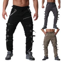 Venta Punk Boy London Casual Zipper Capris Pantalones deportivos Hiphop Enterrout NewYork Metal Decorativo Hombres Pantalones Ropa de hombre