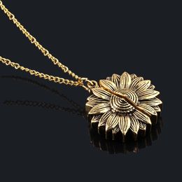 You are My Sunshine Rose Gold Silver Open Locket Sunflower Necklace Charming Jewelry Necklaces Jewelry For Girls Gifts