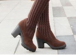 Designer-igh Elastic Slim Autumn Winter Warm Long Thigh High Knitted Boots Woman Shoes