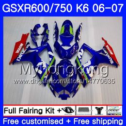 Body For SUZUKI GSXR 750 600 GSX R600 R750 GSXR750 06 07 296HM.14 GSX-R600 06 07 GSXR-750 K6 Factory blue red GSXR600 2006 2007 Fairings kit