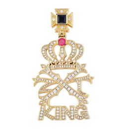 Luxury Design Iced Out Zircon Crown KING Pendant Necklace with Rope Chain Tennis Chain Mens Hip Hop Jewelry