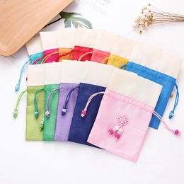 Chinese Knot Gift Bags Drawstring Silk Fabric Packaging Pouch Storage Pocket Sachet Patchwork Organza