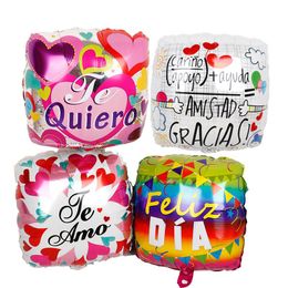 30pcs 18inch Spanish Feliz Dia Te Amo Square Shape Helium Balloons Mother Birthday Party Supplies Wedding Love Globos Mama Gifts