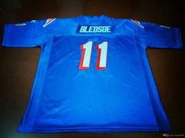 RARE blue Custom Men #11 Drew Bledsoe Team Issued 1990 White College Jersey size s-XXXL or custom any name or number jersey