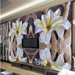3d wallpapers Relief flower mural wallpaper for walls 3 d for living room