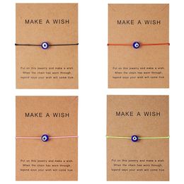 Wish Card 5 Farben Türkische Lucky Blue Evil Eye Armbänder Für Frauen Handgemachte Geflochtene Seil Armband Armreif Weiblich Männlich Schmuck