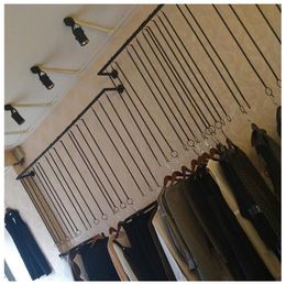 Wall hangers Clothing store display shelf Commercial Furniture iron art women's cloth show rack rings ceiling hanging