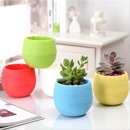 7*7cm Mini Flower Pots 5 Colors Round Plastic Planters Leak Water Hole Design Flowerpot Succulent Plants Garden Bonsai Pot Home Decor