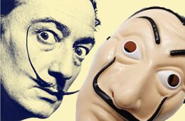 La Casa De Papel Full Face Mask plastic Salvador Dali Costume Movie Mask For Realistic Halloween Party NightClub