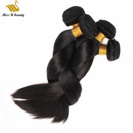 Human Hair Bundles Dyeable Natural Black Colour Double Weft Extensions 10-30inch Brazilian VirginHair