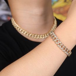 Wholesale-14mm Hip Hop Miami Curb Cuban Link Chain Bracelets Personality Can Open Lock Men Bling Rapper Bracelet New