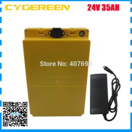 24Volt Battery 24V 35AH lithium battery 24V electric bike battery 35AH with yellow case with 30A BMS 29.4V 3A Charger free ship