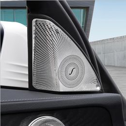 Stainless Steel Car styling Door Tweeter Audio Speaker Decorative Cover Trim 3D sticker for Mercedes Benz 2015-2018 C-Class W205 Accessories