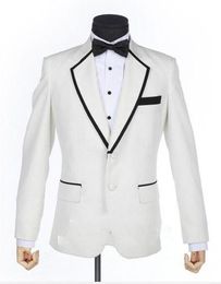 Ivory Mens Wedding Tuxedos Notch Lapel Slim Fit Groom Groomsmen Tuxedos Popular Man Blazers Jacket Excellent 2 Piece Suit(Jacket+Pants+Tie)8