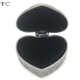 -Klassische antike silberne Schmuck herzförmige Schmuckschatulle Ring TRINKETS Store Organizer Brust Weihnachtsgeschenke, 6 * 6 * 3 cm