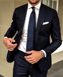2019 New Fashion Mens Suits Slim Fit Two Pieces One Button Wedding Groom Tuxedos Prom Suit Party Costumes Custom Made( Jacket+Pants+Tie)