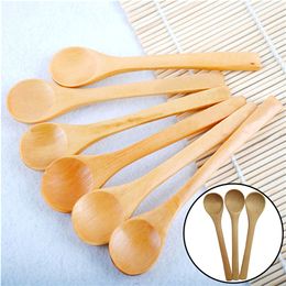 Wholesale- 2017 New 6 PCS Mini Wooden Spoon Kitchen Cooking Teaspoon Condiment Utensil Coffee Spoon Kids Ice Cream Tableware Tool