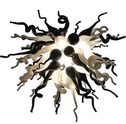 Lamp Small White and Black Chandeliers LED Bulbs Modern Art Deco Style 100% Hand Blown Glass Pendant Lighting Lamps