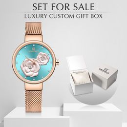 Neue Naviforce Rose Gold Women Watches Kleid Quarz Damen mit Box Frauen Handgelenk Uhr Girl Uhr Set zum Verkauf zum Verkauf