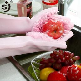 Magic Silicone Rubbe Dish Washing Gloves Eco-Friendly Scrubber Cleaning For Multipurpose Kitchen Bed Bathroom Hair Care