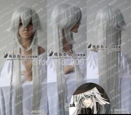 FREE SHIPPING+ ++ Black Butler Kuroshitsuji Undertaker Cosplay Sexy silvery white Wig100cm