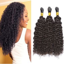 Unprocessed brazilian Human Hair Braiding Bulk Kinky Curly No Weft brazilian Hair Bulk Natural Black 3pcs lot