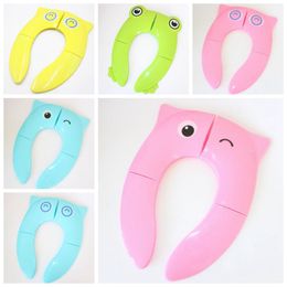 Baby Potty Seat Cover Owl Cartoon Toilet Seat Mats Toddler Soft Auxiliary Toilet Pad Foldable Candy Colour Safety Silicone Training SeatC6714