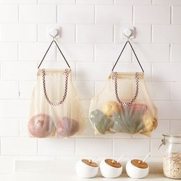 Household Fruit and vegetable hanging storage bag organizers compartment storage mesh organizer bag