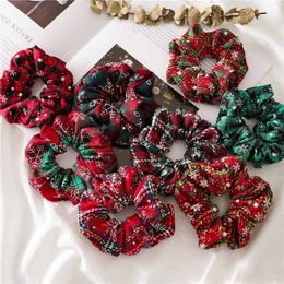 9 color Chriatmas Women Girls Cloth Elastic Ring Hair Ties Accessories Ponytail Holder Snowflake Hairbands Rubber Band Scrunchies