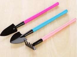 3PCS/SET Mini Shovel Spade Rake Metal Head Garden Gardening Plant Tools Set with Colourful Wooden Handle