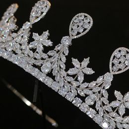 High quality crystal cubic zirconia wedding bridal tiara luxury crown tiara women's dance party hair accessories261j