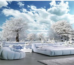 custom photo wallpaper Beautiful winter snow landscape landscape HD living room TV background wall