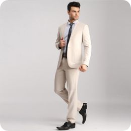Beige Blazer Men Suits For Wedding Suits Business Bridegroom Slim Fit Formal Groom Wear Prom Tuxedos Custom Made Best Man Jacket+Pants 2019
