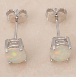 Fashion- Fire Opal Silver Stamped Silver Stud Earrings for women Fashionl Jewelry