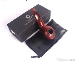 Quality mahogany pipe, solid wood handcrafted pipe, acrylic bending handle, carved resin