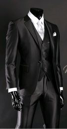Fashionable Notch Lapel Groomsmen Two Buttons Groom Tuxedos Men Suits Wedding/Prom/Dinner Best Man Blazer(Jacket+Pants+Tie+Vest) A306