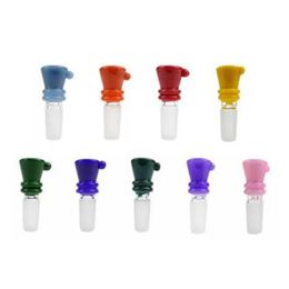 Colourful Handmade Pyrex Glass Handle Bowl 14MM 18MM Male Interface Joint Bong Hookah Waterpipe Dry Herb Tobacco Oil Rigs Container Holder
