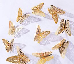 Hålig ut 3D -pappersfjäril Hemsimulering Butterfly Decoration 12st/Set 3D Simulation Butterfly Decoration Wall Stickers